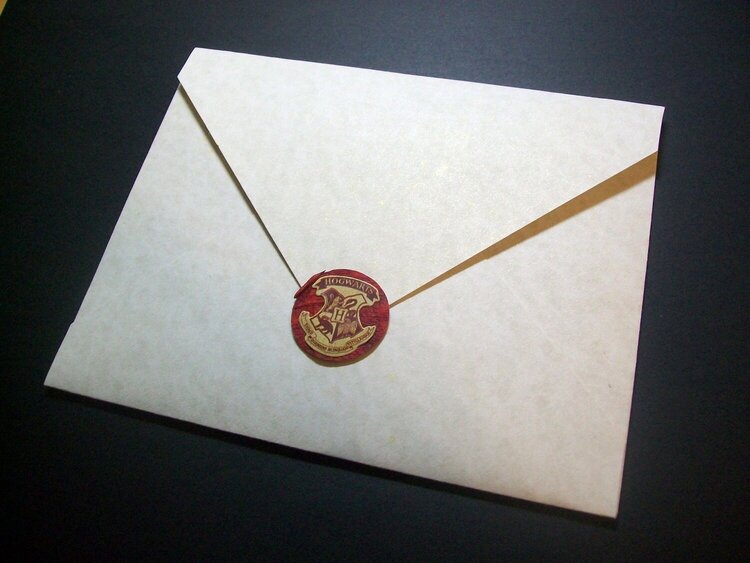 Hogwarts letter envelope for Harry Potter birthday card