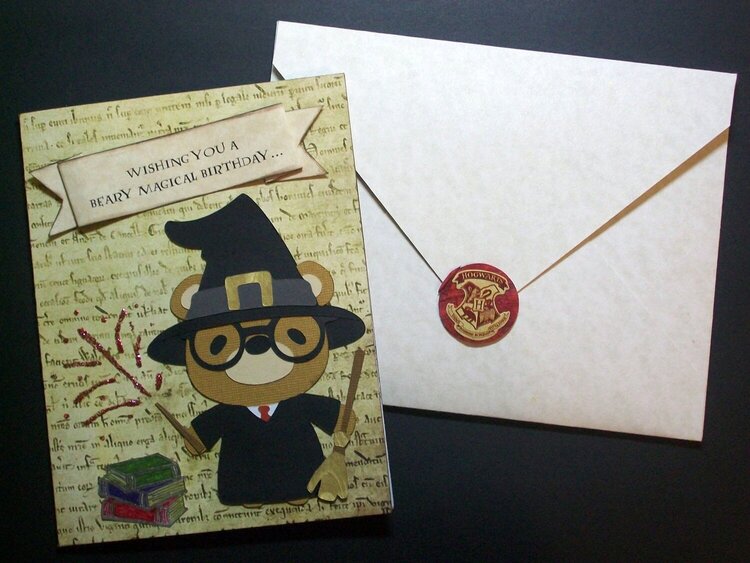 Harry Potter birthday card and Hogwarts letter envelope