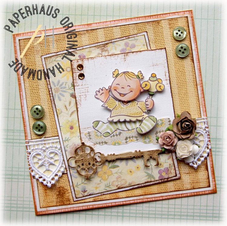 Vintage Baby Girl card {DT work for the PaperHaus magazine}