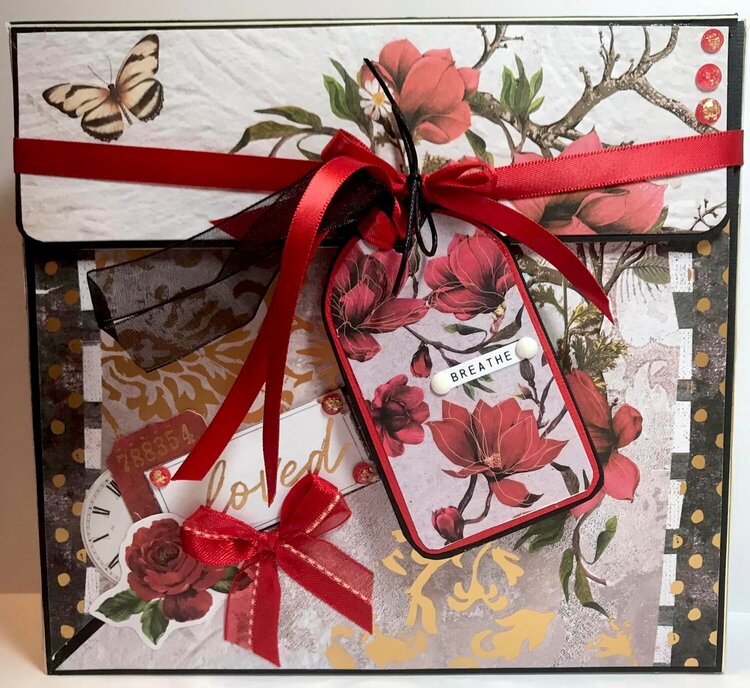 Prima Magnolia Rouge Card Gift Box Holder 7.5x 8 x 2