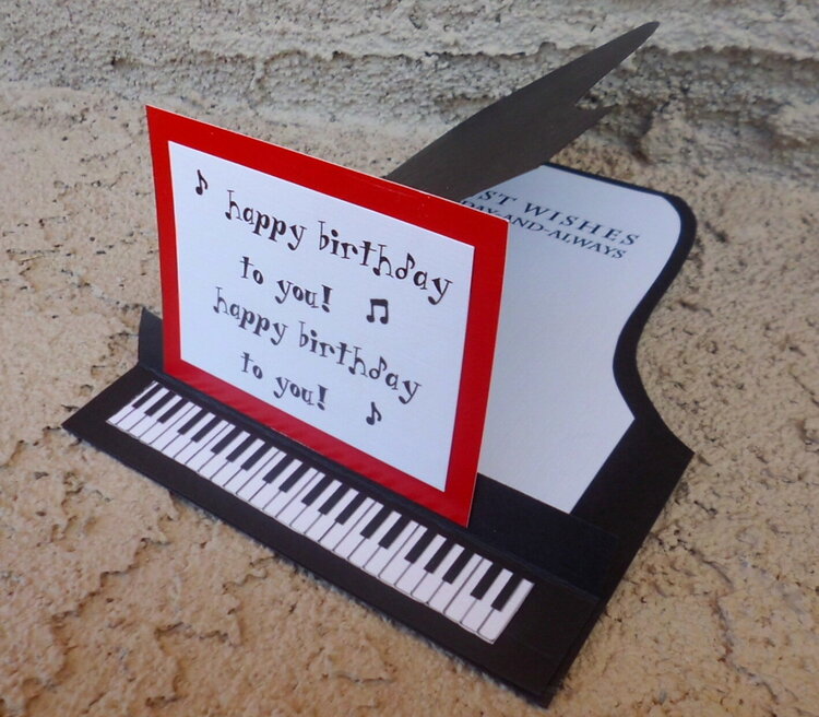 Pop Up Piano Birthday Card