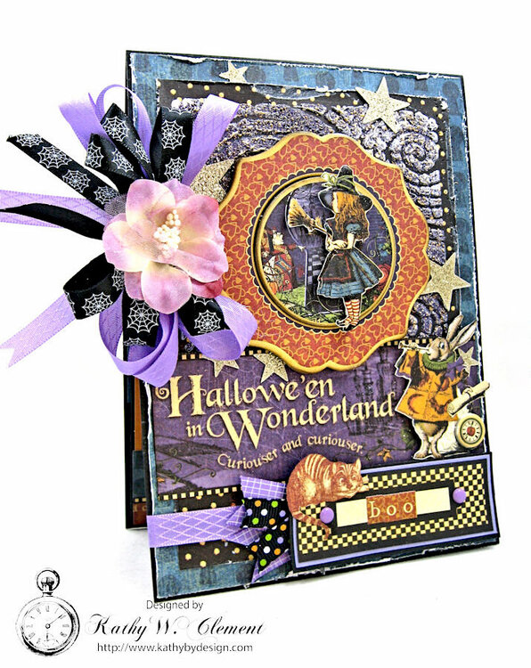 Graphic 45 Halloween in Wonderland Mixed Media card with pocket
