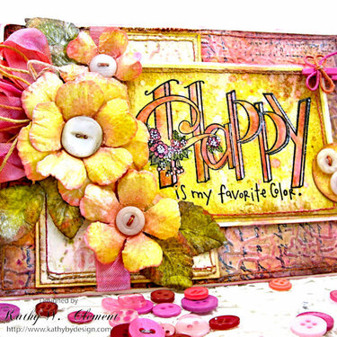 Happy is My Favorite Color Mixed Media Card