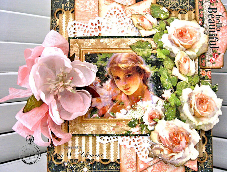 Hello Beautiful Card with Pocket and Inserts with Graphic 45 Portrait of a Lady