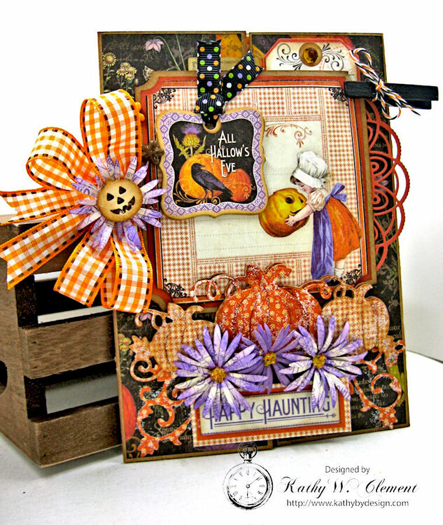 Mums and Pumpkins Gatefold Card with Graphic 45 Time to Flourish