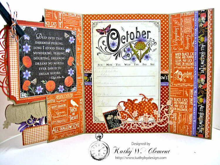 Mums and Pumpkins Gatefold Card with Graphic 45 Time to Flourish