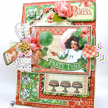 Graphic 45 Time to Celebrate Shabby Chic Birthday Card with pockets