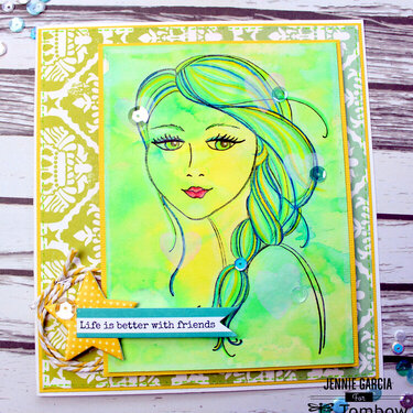 Watercolor Card using Tombow and Stampendous! Products