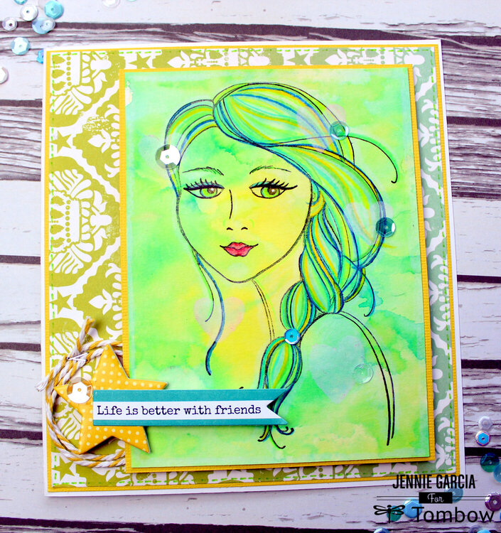 Watercolor Card using Tombow and Stampendous! Products