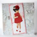 X-mas card with vintage image of little girl