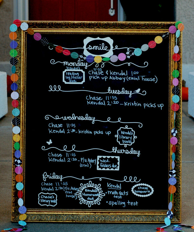 School Schedule Chalkboard  *KI Memories Blog Hop*