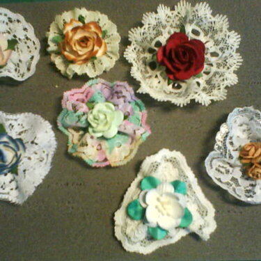 More homemade lace flowers