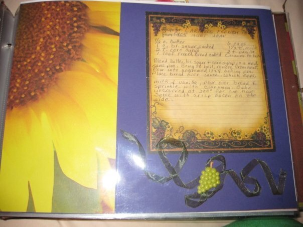 Sunflower Page in Recipe Book
