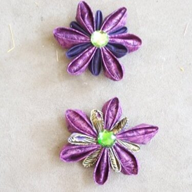 purple fabric flowers