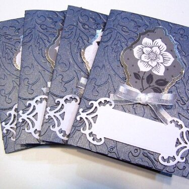 Black, White, Silver foil embossed cards and envelopes