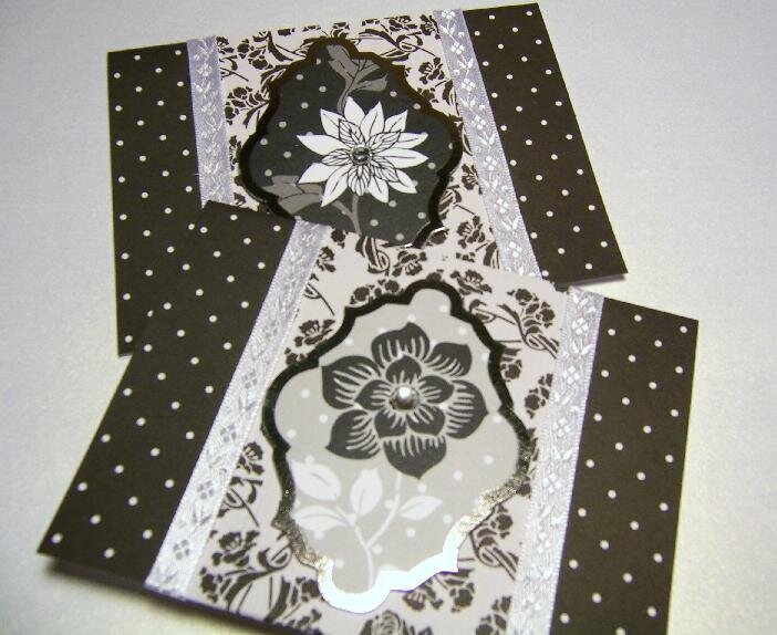 Black and White dots, flowers, silver foil