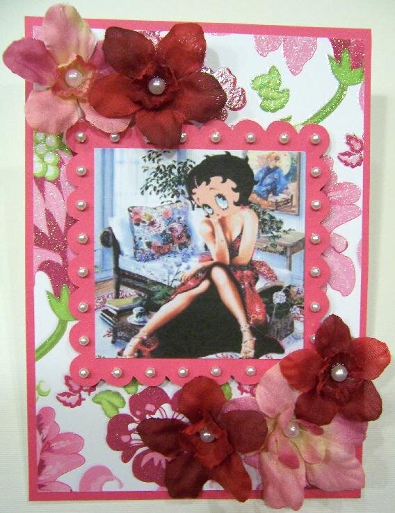 Betty Boop Boudoir handmade card