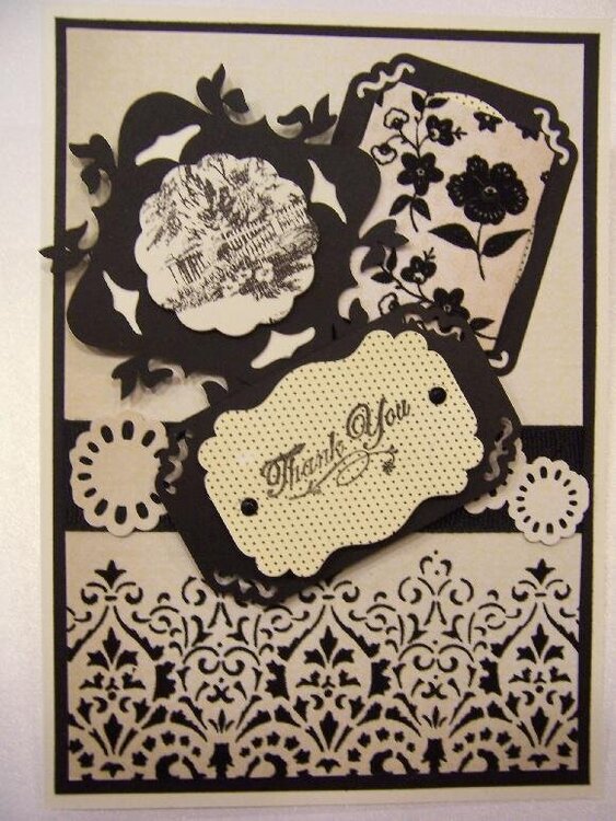 Black and Cream Thank You card