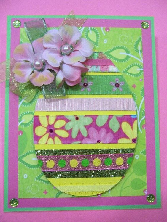 Easter Egg card decorated with ribbons