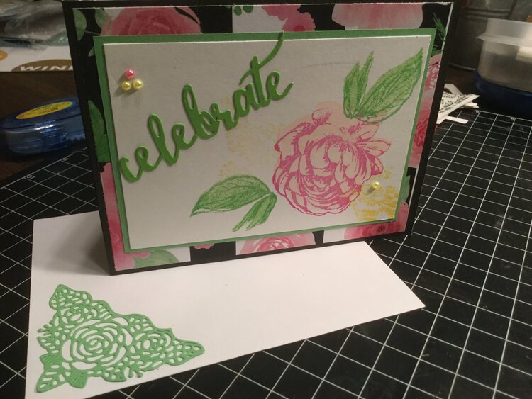 Front rose W fold card