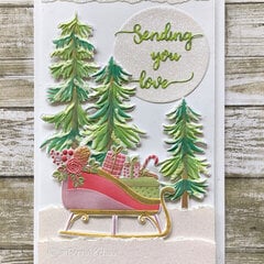 Lisa Horton - 3D Christmas Sleigh, Fir Trees, Tatty Words