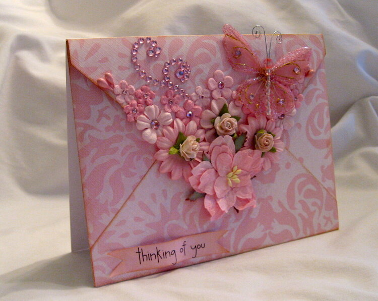 Thinking of you pink birthday card