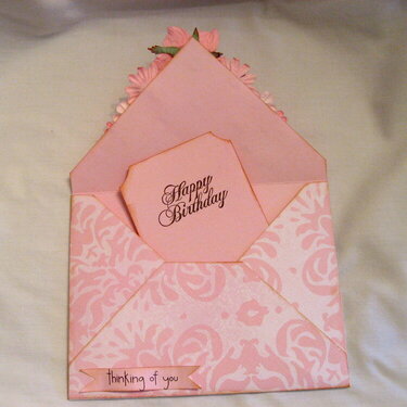 Inside of Thinking of you pink birthday card