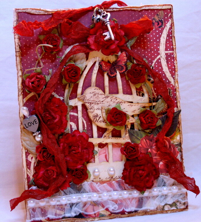 Bird Cage card using Prima papers