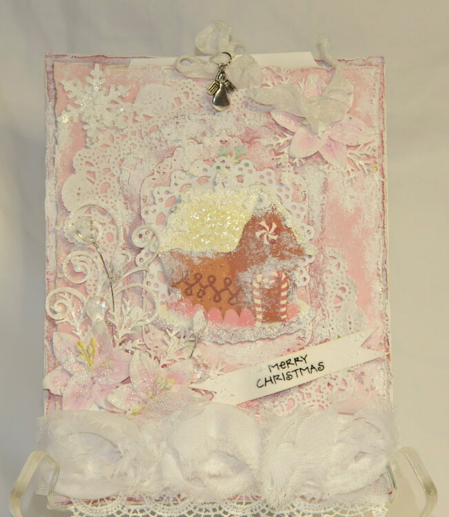 Shabby Chic Christmas Card - Gingerbread House