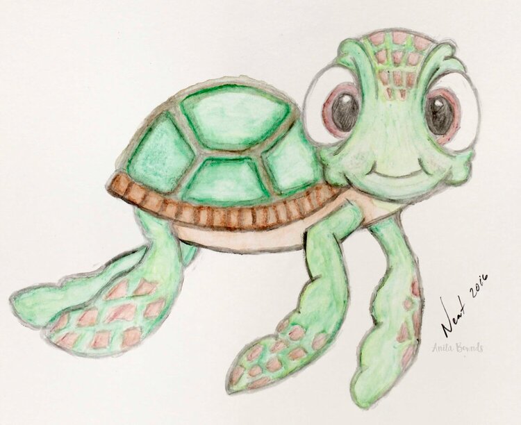 squirt baby turtle watercolour