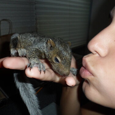 she kissed a squirrel!