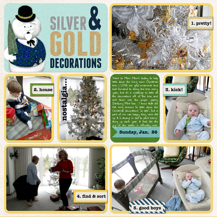 Project Life (Week 4, page 2): Silver and Gold Decorations