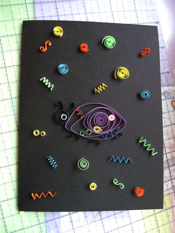 quilled bug birthday card