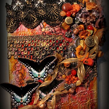 &quot;TRESORS DE LUXE&quot; DT PROJECT - BUTTERFLY MIXED MEDIA CANVAS