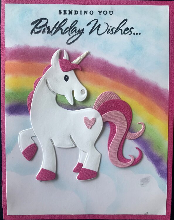 Bday unicorn card pink