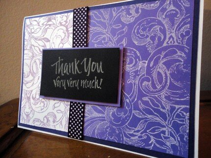 Purple Paisley Stamped Handmade Card