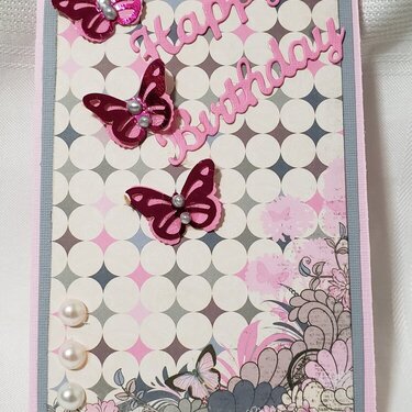 Pink and Grey Birthday Card