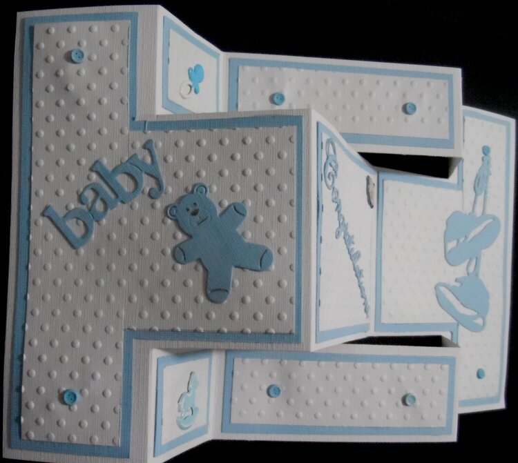 Tri-Fold Shutter Baby Boy Card