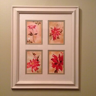 Framed Christmas Watercolored Poinsettias