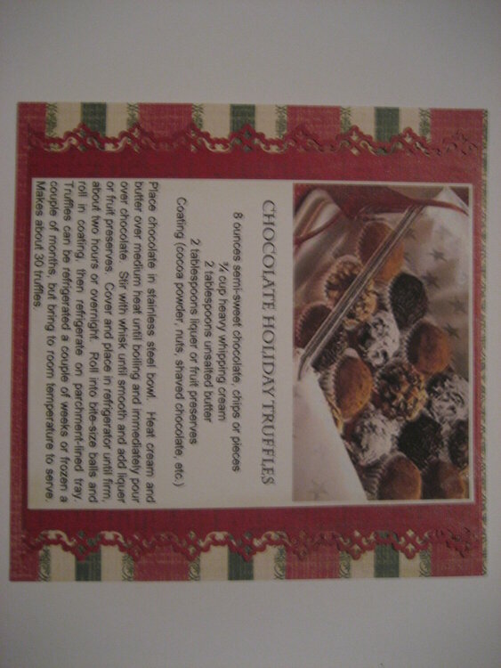 6X6 Recipe Card--Chocolate Holiday Truffles