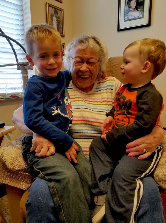 My Grandma with my sons