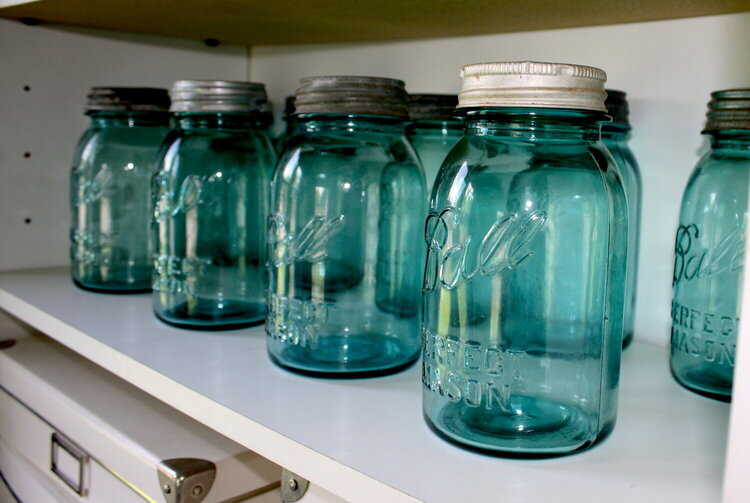 Vintage Blue Ball Mason Jars~