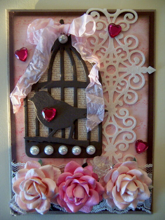 Pink Bird cage card