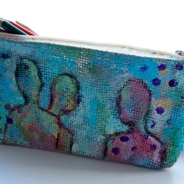 Painted Burlap Pencil Case