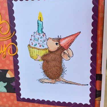 Happy Birthday House Mouse with cupcake
