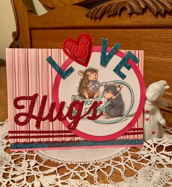 Love and Hugs House Mouse Nursing Card