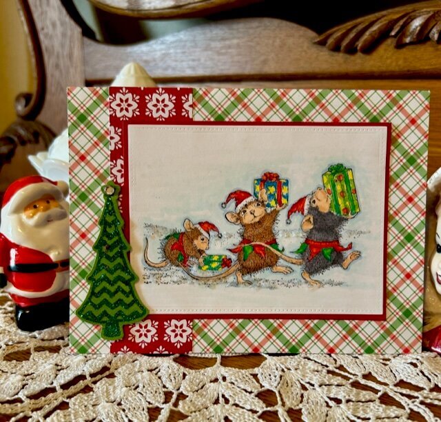 House Mouse Elf Gifts Christmas Card