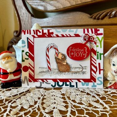 House Mouse Candy Cane Taste Christmas Card