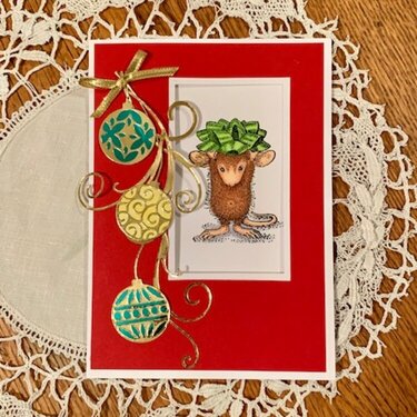 House Mouse Christmas Bow Card
