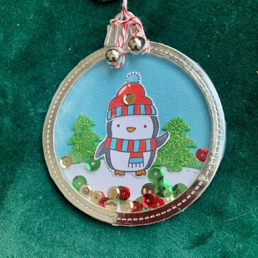 Pretty Pink Posh Christmas Penguin tag